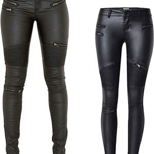 LexiArt Black Biker Style Skinny Jeans
